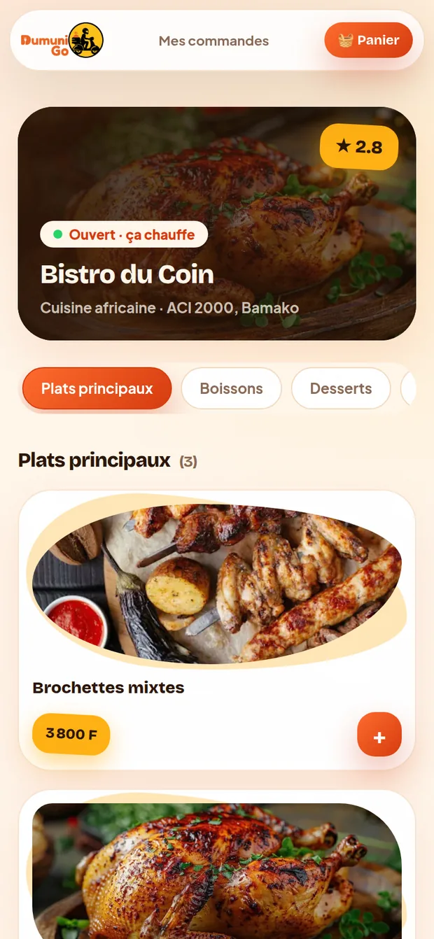 Menu d'un restaurant